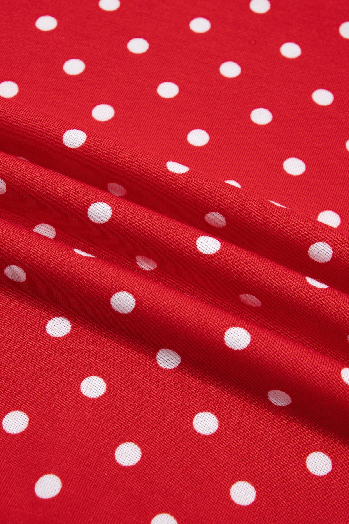 Red Polka Dot Drawstring Wide Leg Long Sleeve Top Pant Set