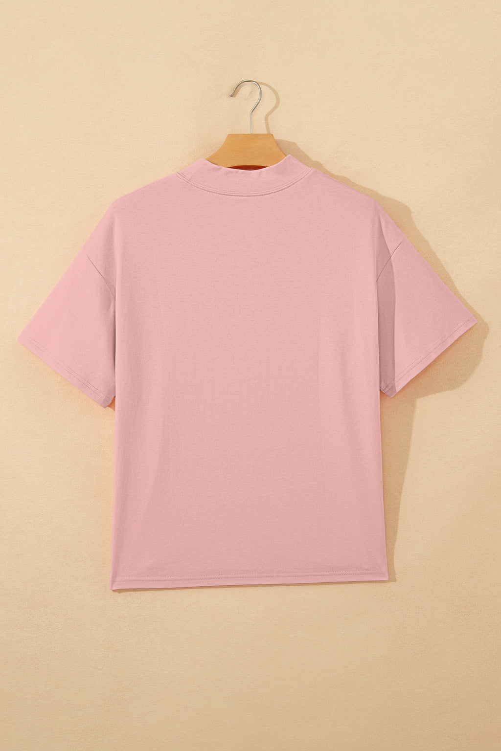Sachet Pink Solid Color High Neck Oversize Tee