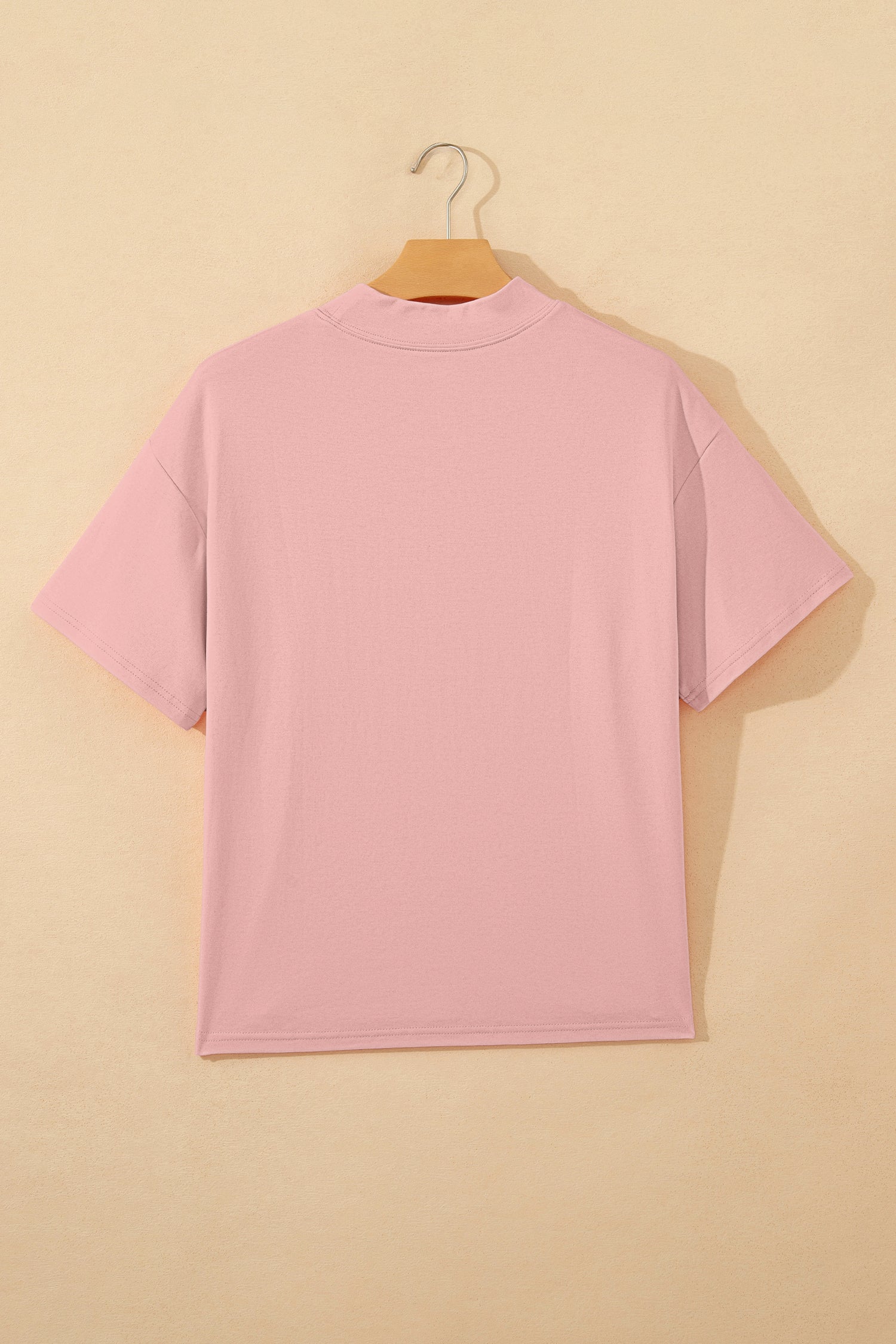 Sachet Pink Solid Color High Neck Oversize Tee
