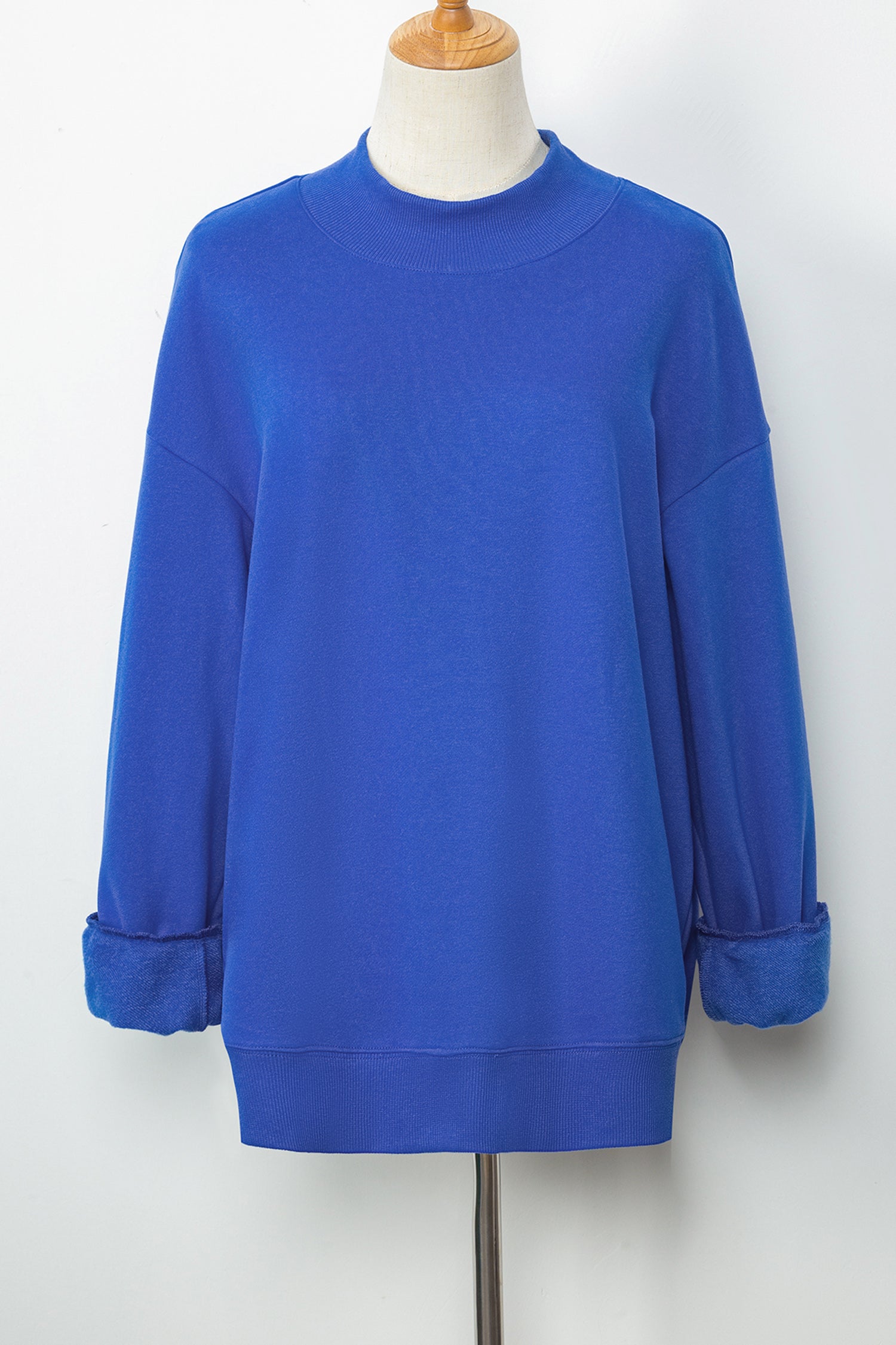 Gray Solid Color Oversized Mock Neck Sweatshirt