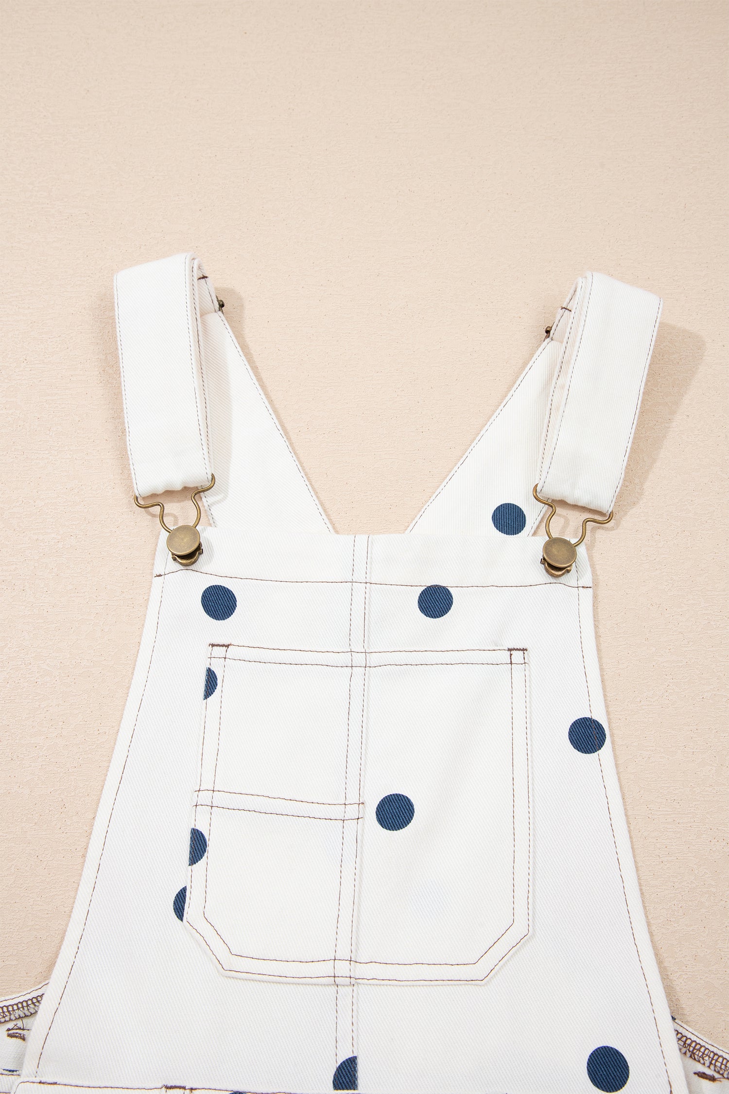 Phalaenopsis Polka Dot Print Bib Pocket Denim Barrel Overalls Jumpsuit