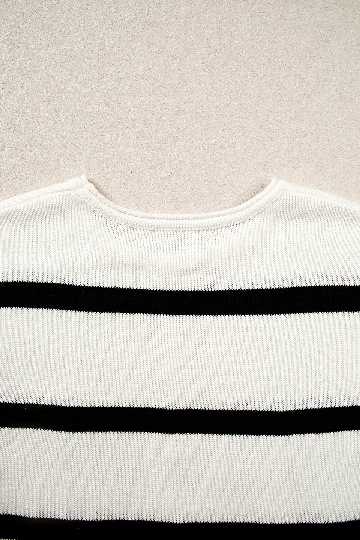 Brown Stripe Knit Western Short Sleeve Sweater