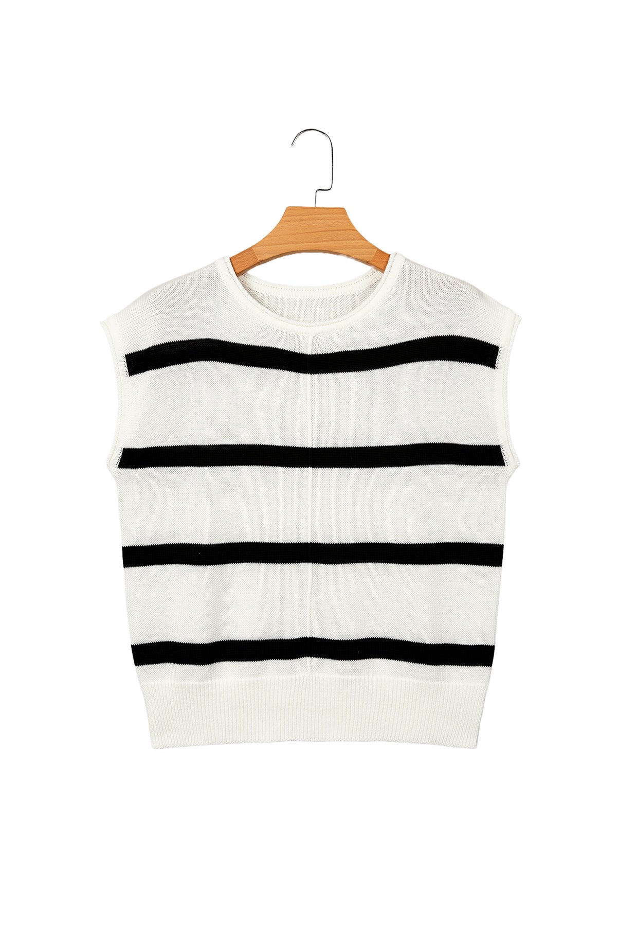 Brown Stripe Knit Western Short Sleeve Sweater
