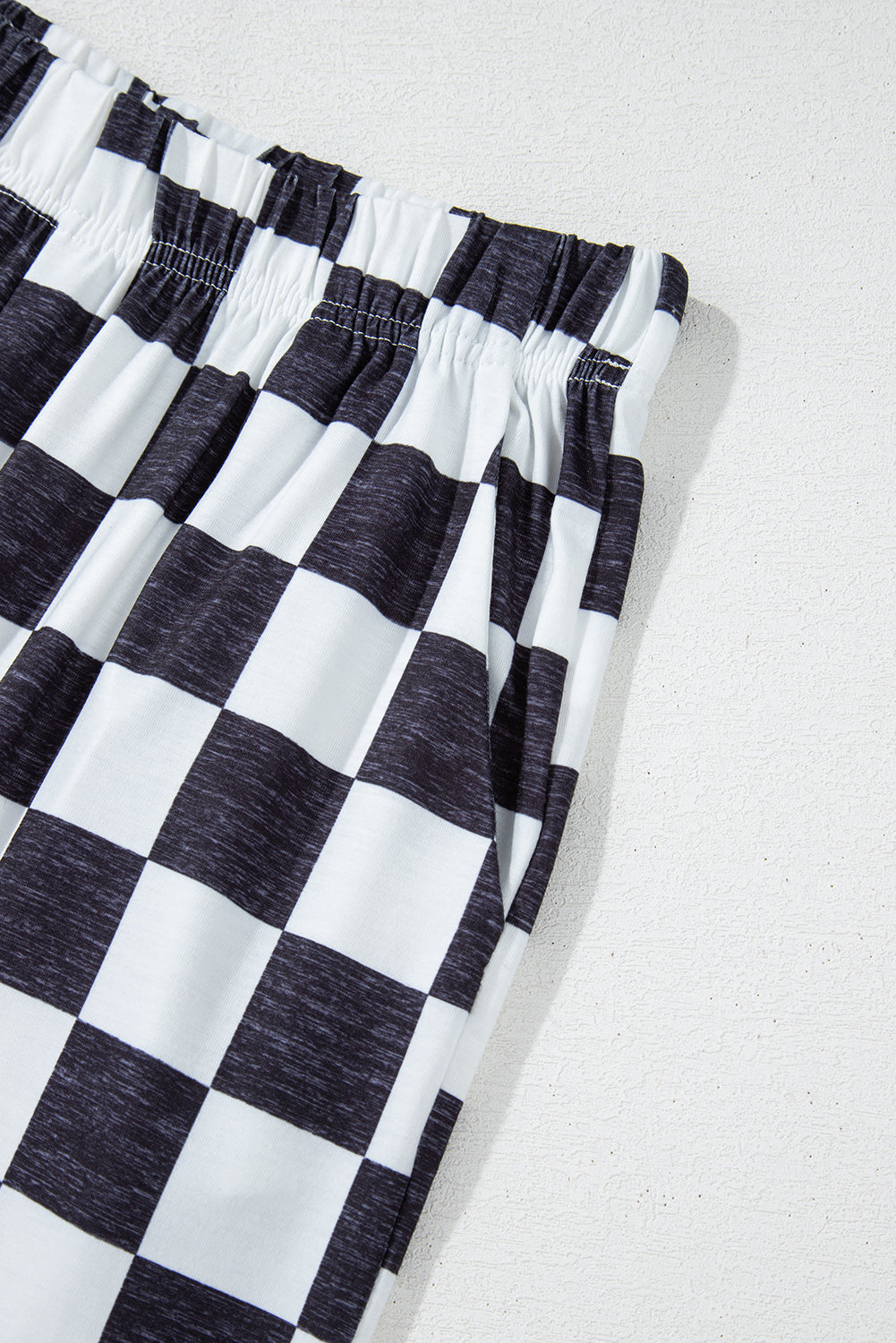 Red 2-Tone Checked Print High Waist Wide Leg Pants