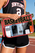 White BASEBALL Chenille Letter Patch Game Day Stadium Clear PVC Cosmetic Bag