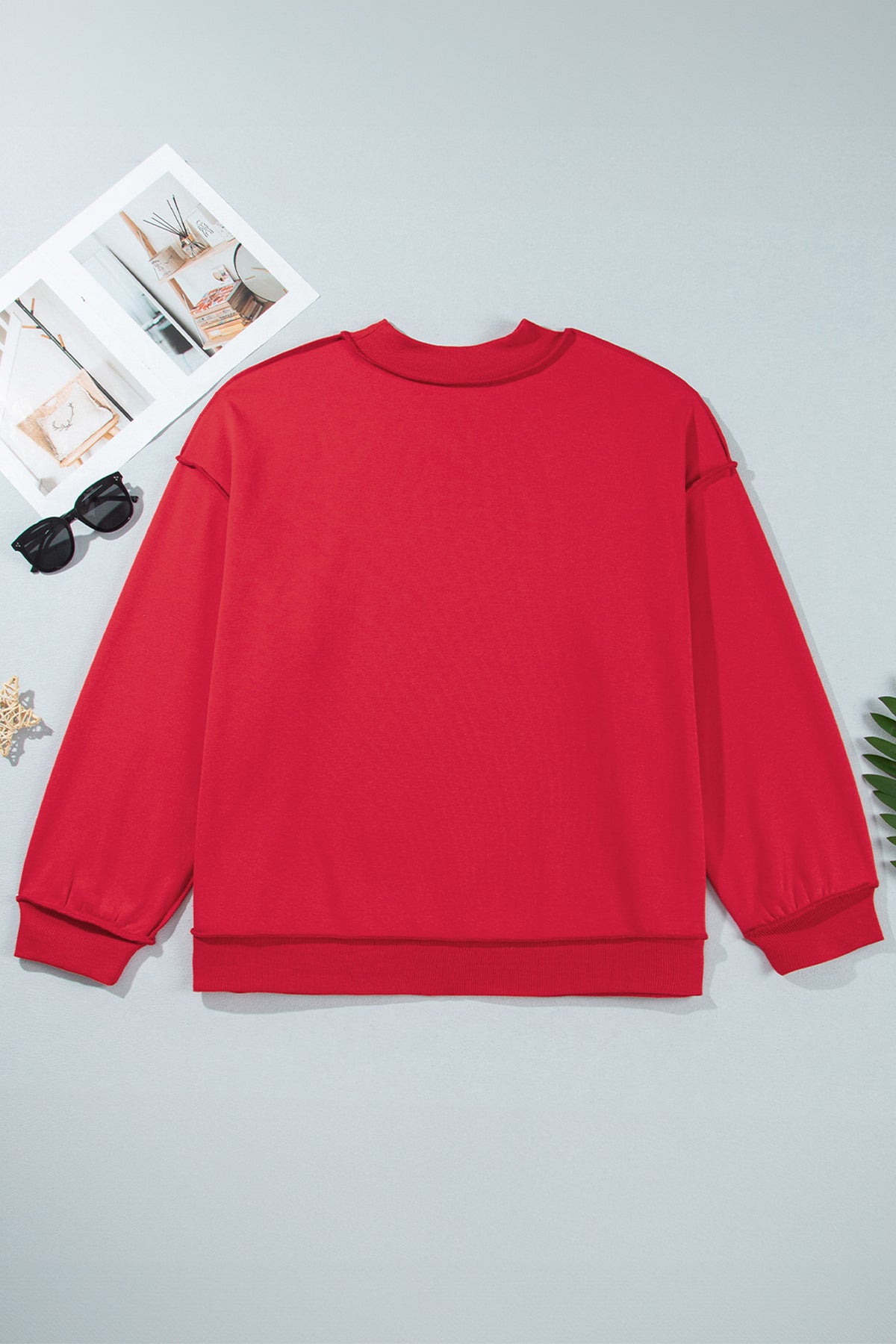 Bright Pink Exposed Seam Detail Reversible Double Wear Plus Size Sweatshirt