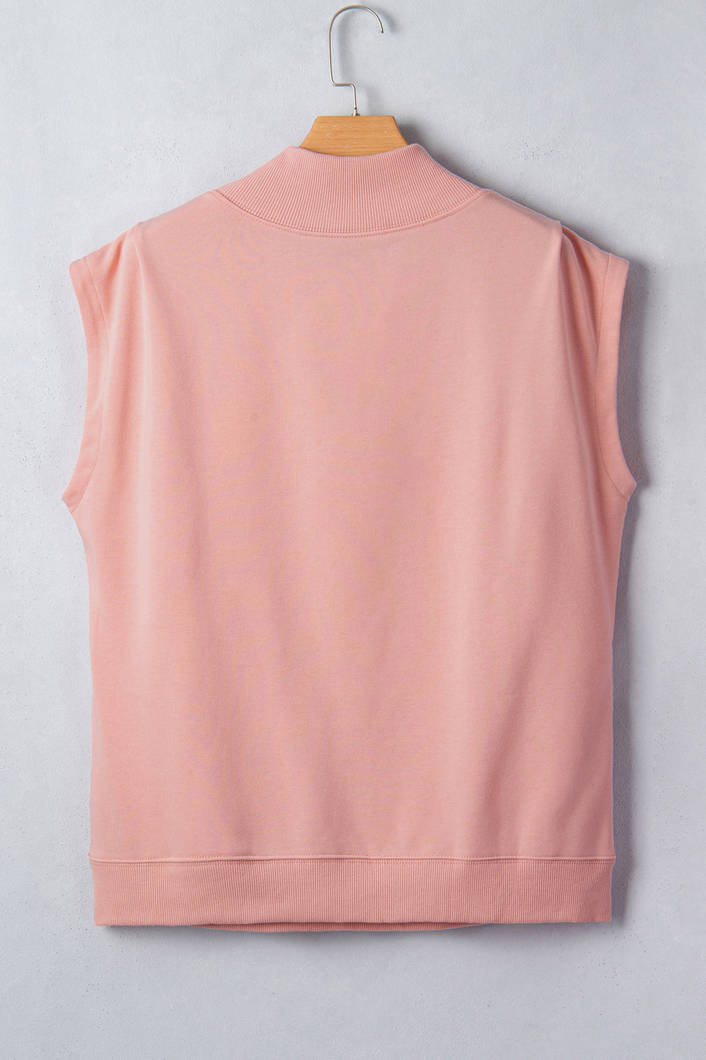Myosotis Solid Color High Neck Cap Sleeve Loose Top