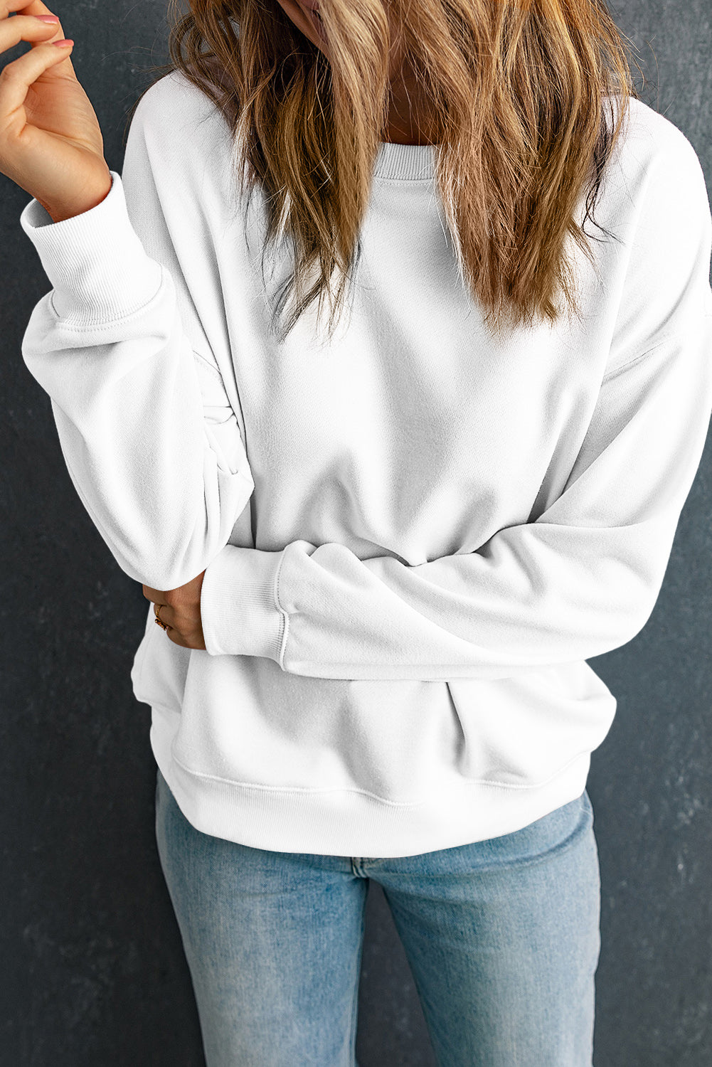 Rose Red Solid Classic Crewneck Pullover Sweatshirt