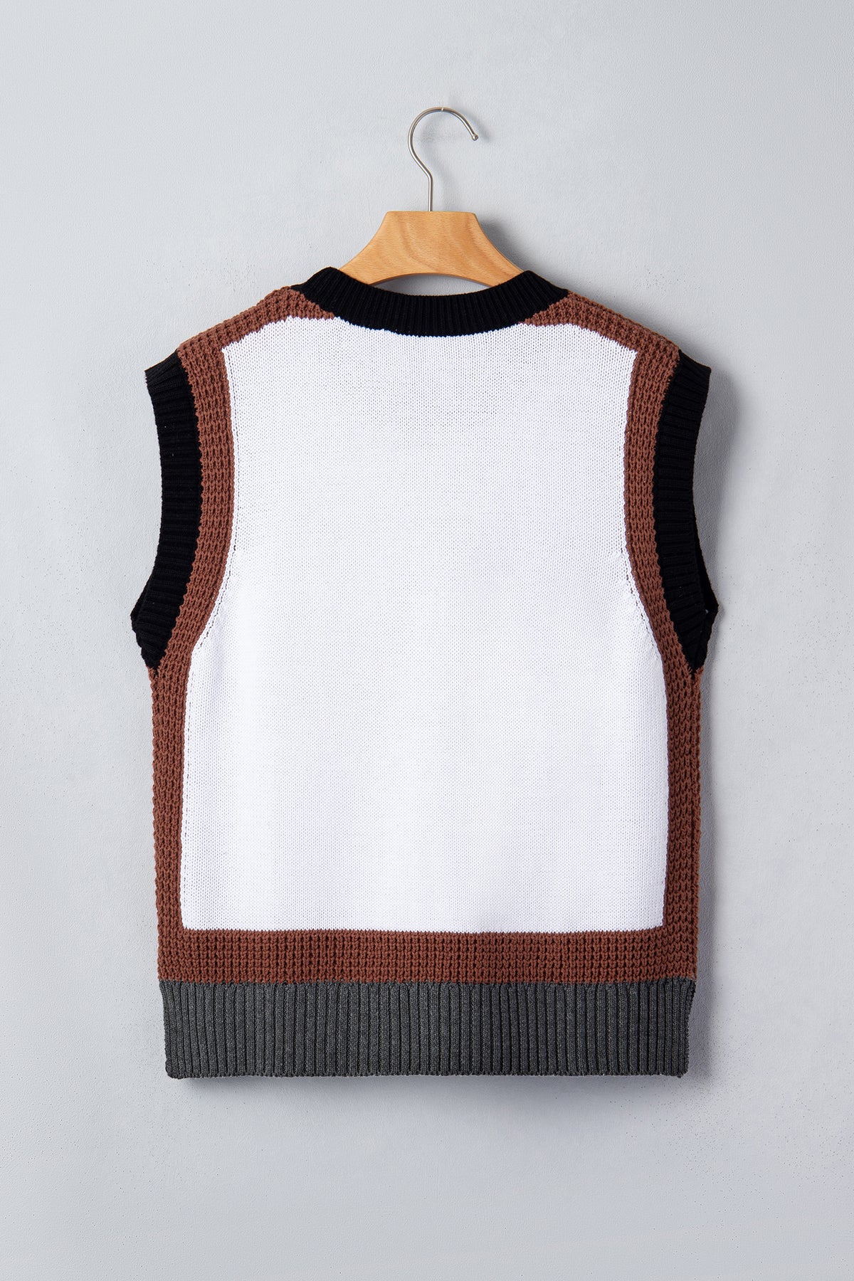 White Western Horse Head Colorblock Trim Sweater Vest