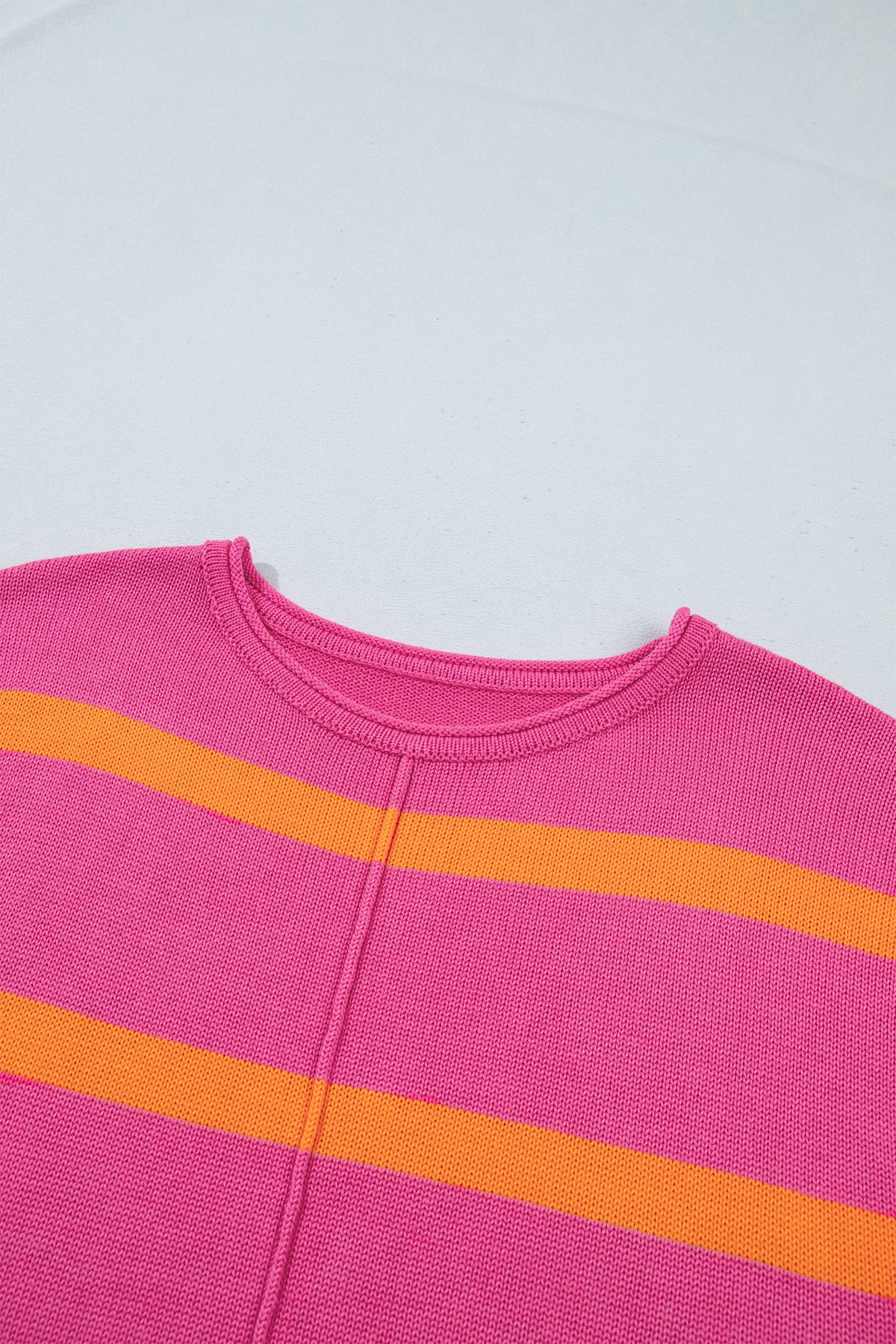 Brown Stripe Knit Western Short Sleeve Sweater