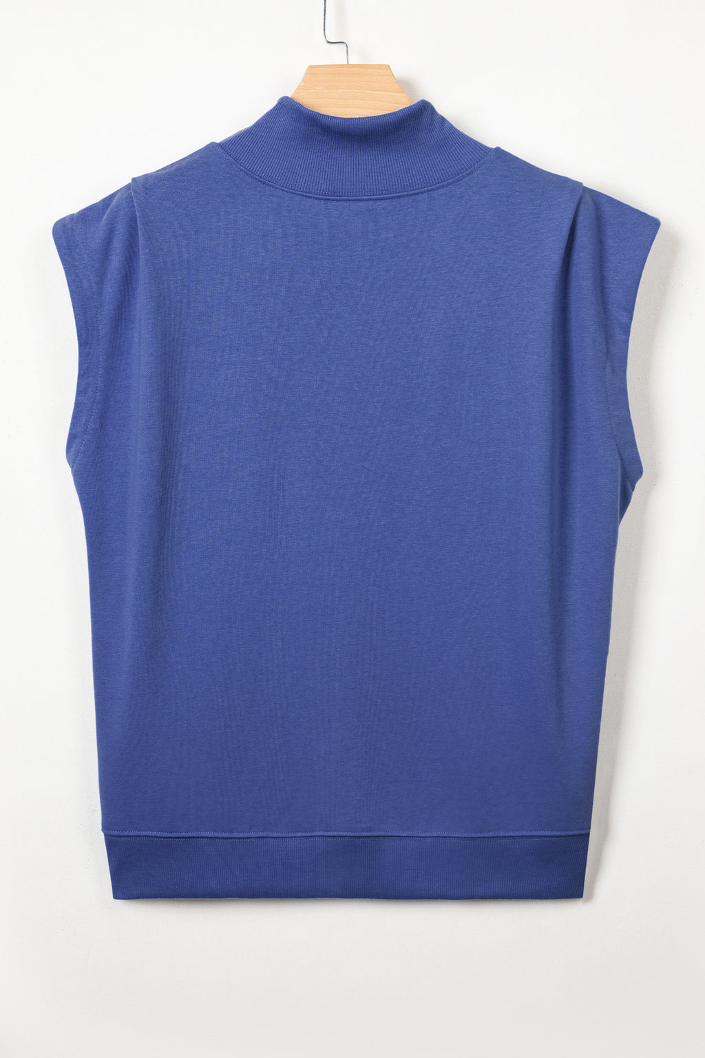 Myosotis Solid Color High Neck Cap Sleeve Loose Top