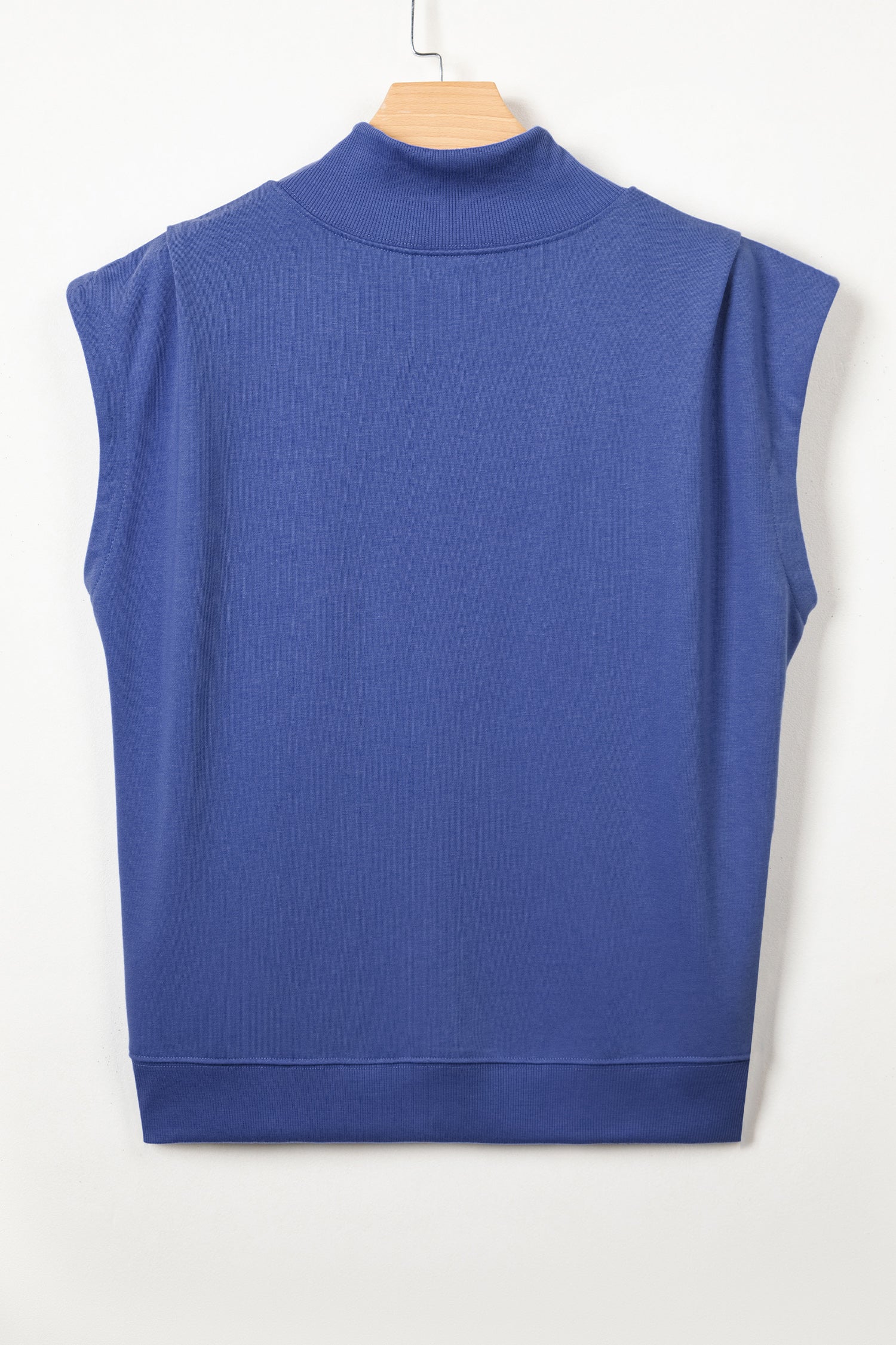 Myosotis Solid Color High Neck Cap Sleeve Loose Top