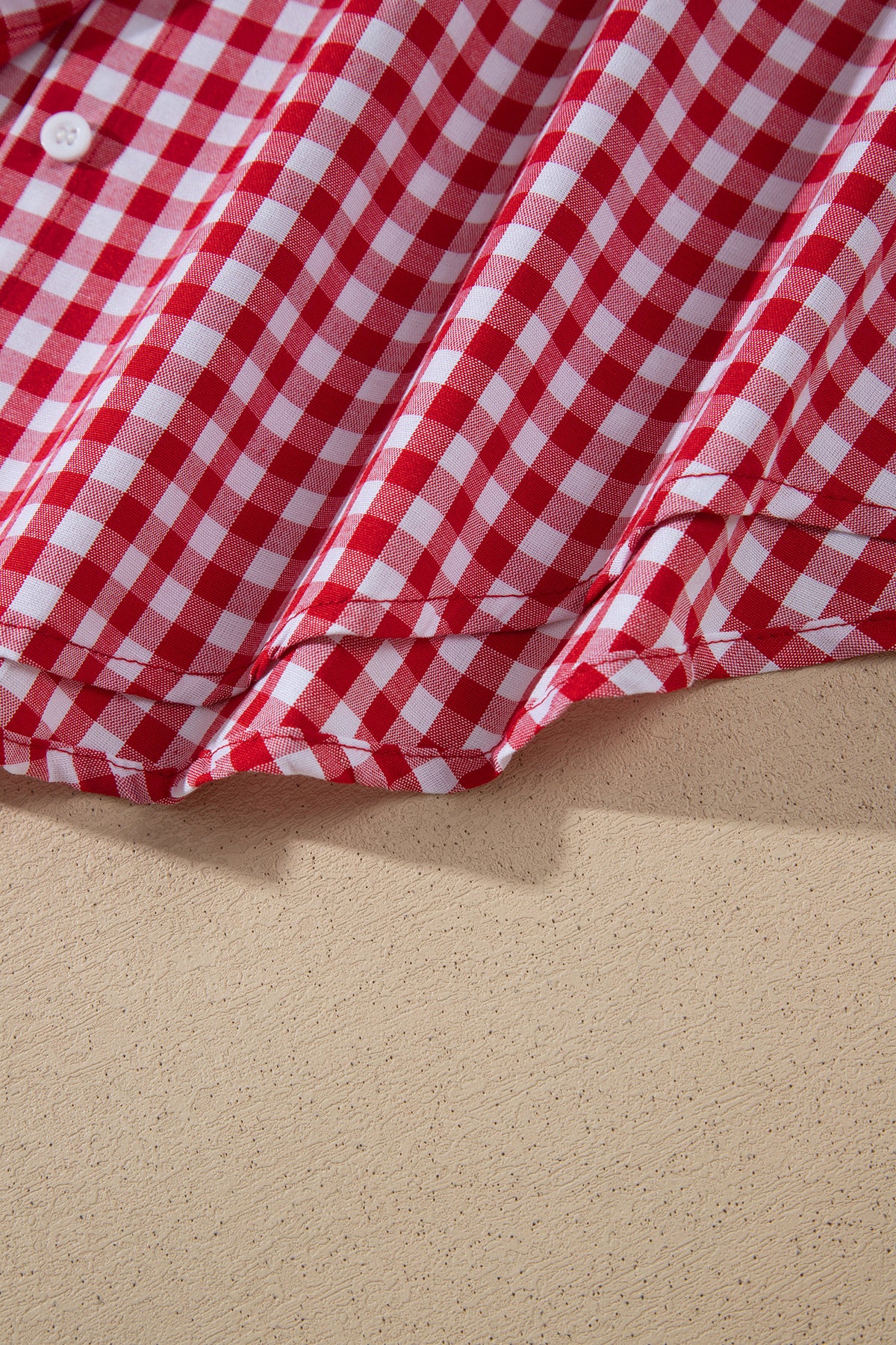 Red Plaid V Neck Long Sleeve Tunic Loose Fit Plus Size Shirt