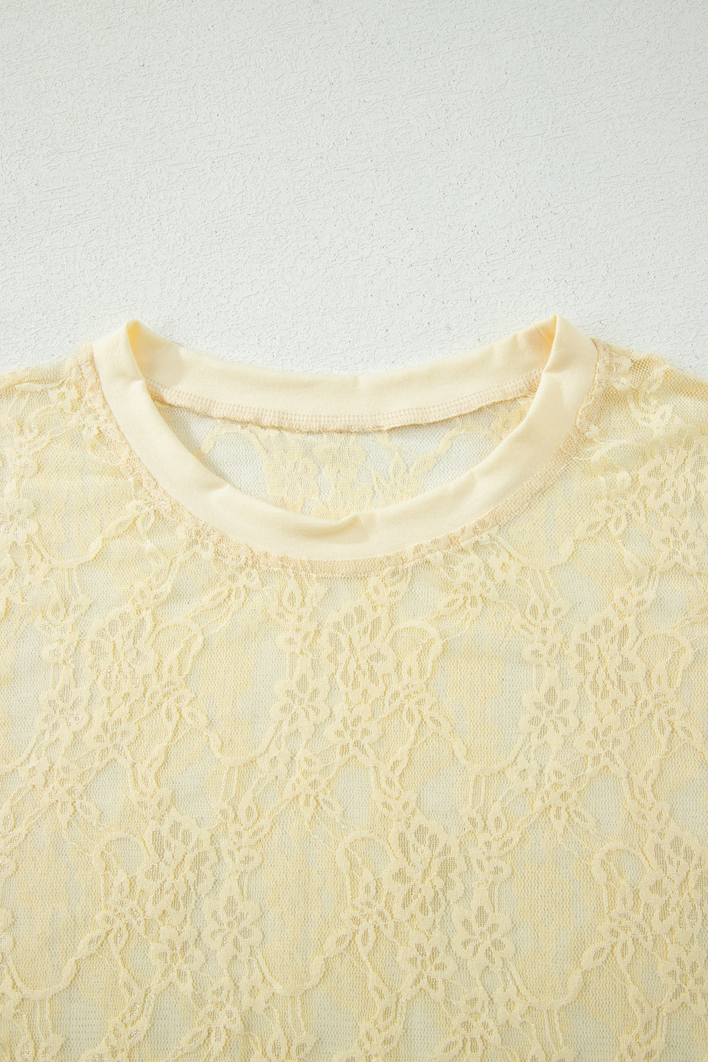Beau Blue Sheer Floral Lace Boxy Tee