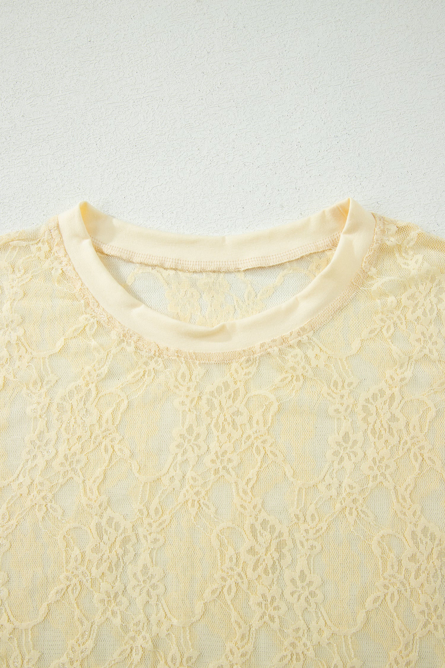 Beau Blue Sheer Floral Lace Boxy Tee