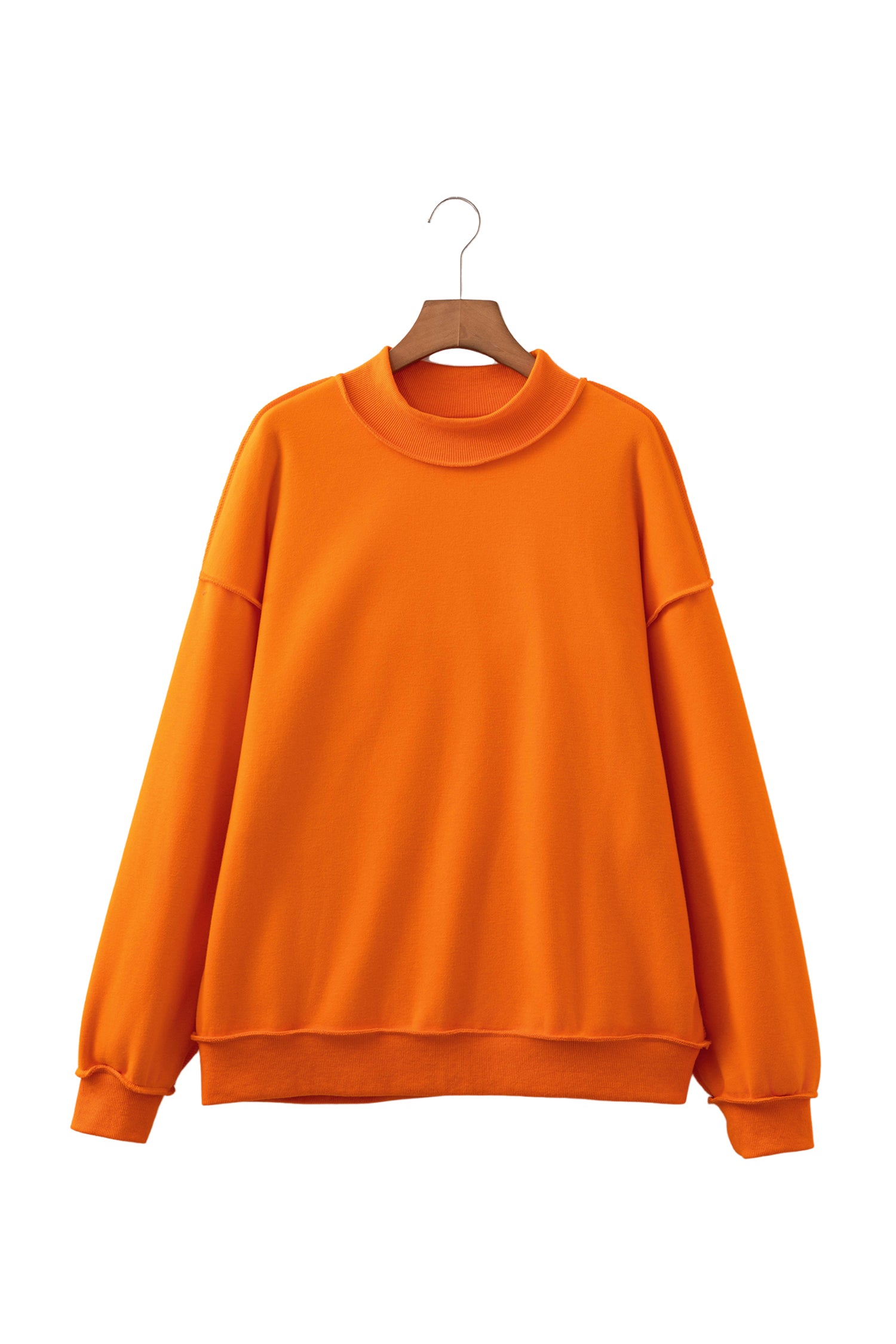 Bright Green Oversize Drop Shoulder Reversible Mock Neck Sweatshirt